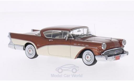 Modelauto Buick Roadmaster Coupe Hardtop metallic bruin/wit 1957 1/43 Neo