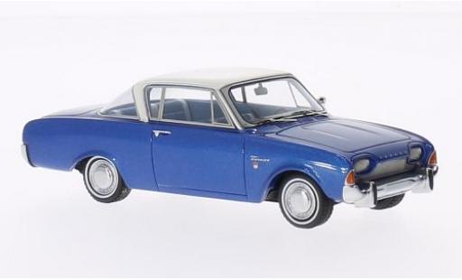 Modelauto Ford Taunus 17M P3 Coupe metallic blauw/wit 1962 1/43 Neo