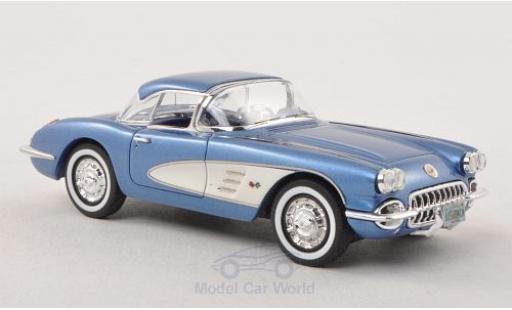 Modelauto Chevrolet Corvette Convertible (C1) Hardtop metallic blauw/wit 1959 1/43 Neo