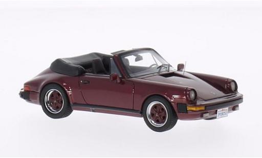Modelauto Porsche 911 Cabriolet Carrera metallic rood 1985 USA-Version 1/43 Neo