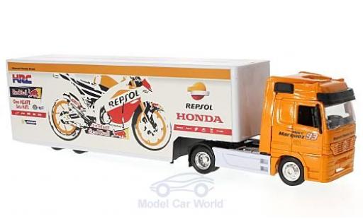 Modelauto Mercedes Actros Base Repsol Honda Team met bestelwagenauflieger 1/43 New Ray