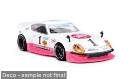 Modelauto Nissan Fairlady Z S30 roze/wit 1969 Tamiya the Frog V1 1/64 Mini GT