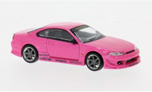 Modelauto Nissan Silvia S15 () VERTEX roze 1/64 Tarmac Works