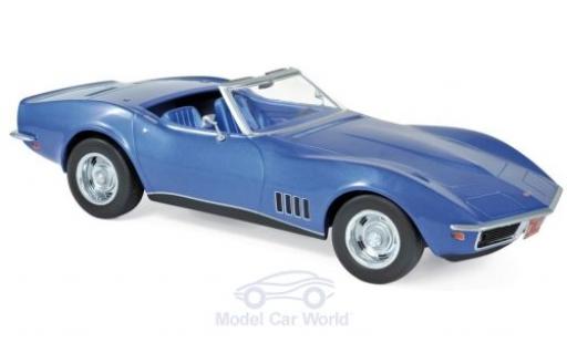 Modelauto Chevrolet Corvette Convertible C3 Cabriolet metallic blauw 1969 1/18 Norev