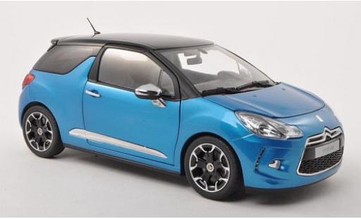Modelauto DS Automobiles DS3 Berline Citroen metallic blauw/metallic zwart 2011 1/18 Norev