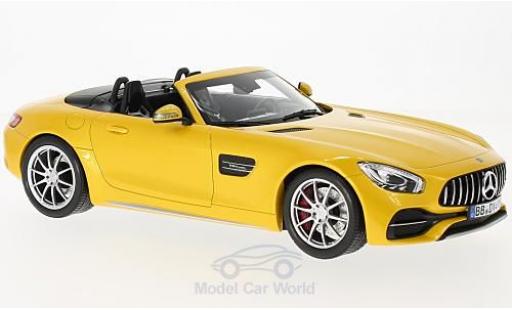 Modelauto Mercedes AMG GT GT C Roadster metallic geel 2017 1/18 Norev