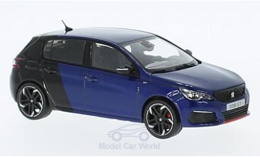 Modelauto Peugeot 308 GTI Coupe Franche blauw/zwart 2017 1/43 Norev
