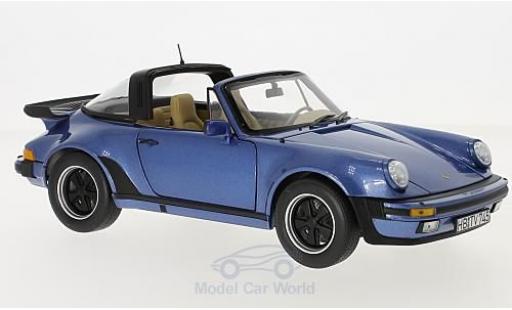 Modelauto Porsche 911 Turbo Targa metallic blauw 1987 1/18 Norev