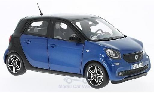 Modelauto Smart ForFour Base metallic blauw/zwart 2015 1/18 Norev