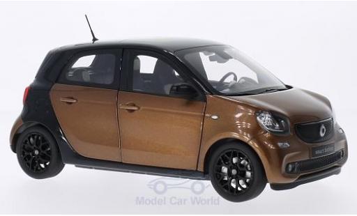 Modelauto Smart ForFour Base metallic bronze/zwart 2014 1/18 Norev