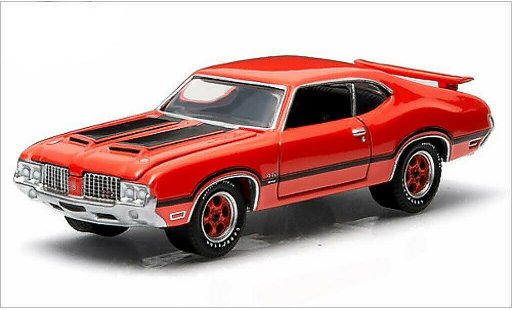 Oldsmobile Cutlass 442 1/64 Greenlight oranje 1972 modelauto