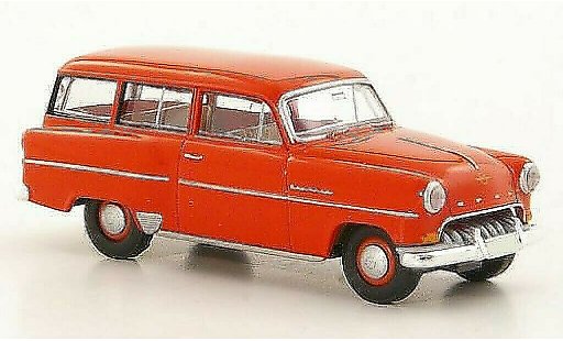 Opel Olympia Rekord 1/87 Brekina Caravan rood modelauto