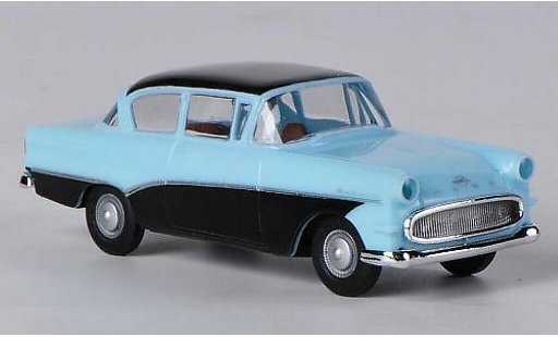 Opel Rekord P1 1/87 Brekina blauw/zwart modelauto