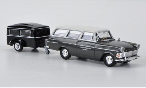 Opel Rekord P2 1/87 Brekina PII Caravan met Westfalia-Bestattungsanhanger modelauto