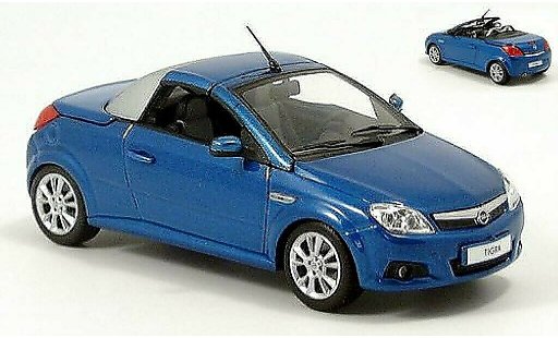 Opel Tigra Twin Top 1/43 Minichamps blauw/grijs 2004 modelauto