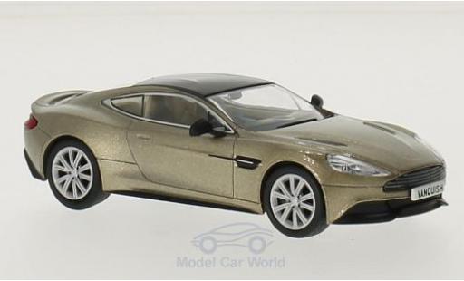 Modelauto Aston Martin Vanquish coupe metallic beige/zwart RHD 1/43 Oxford