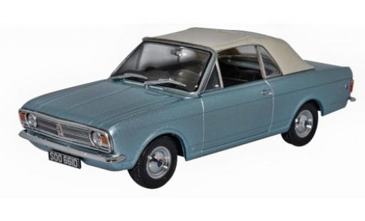 Modelauto Ford Cortina Crayford Convertible MKII Cabriolet metallic blauw/wit RHD 1/43 Oxford