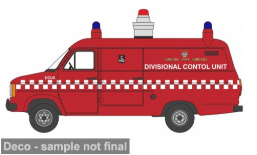 Modelauto Ford Transit Kastenwagen MK II rood London Fire Brigade DCU 1/76 Oxford