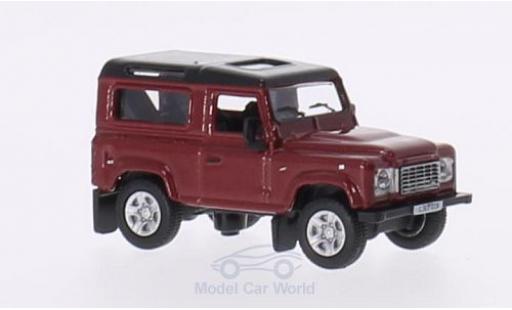 Modelauto Land Rover Defender 90 metallic rood/metallic zwart RHD Station Wagon 1/76 Oxford