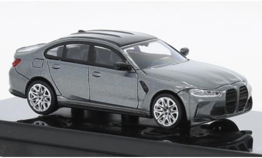 Modelauto Bmw M3 berline (G80) metallic grijs/zwart 2020 1/64 Para64
