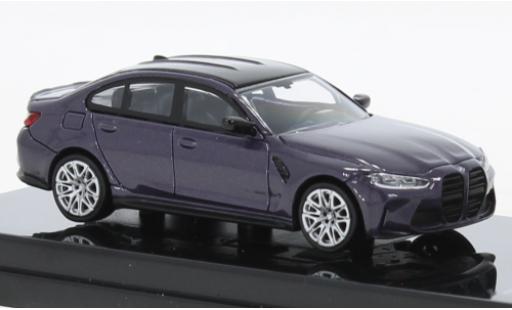 Modelauto Bmw M3 berline (G80) metallic paars/zwart 2020 1/64 Para64