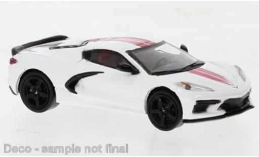 Modelauto Chevrolet Corvette Coupe C8 wit/rood 2020 1/87 PCX87
