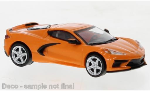 Modelauto Chevrolet Corvette Coupe C8 oranje 2020 1/87 PCX87