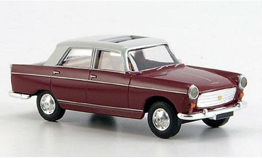 Peugeot 404 Berline 1/87 Brekina Sedan Sedan rood/grijs Schiebedak modelauto