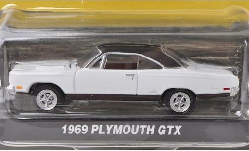 Plymouth GTX 1969 1/64 Greenlight wit/mat-zwart modelauto