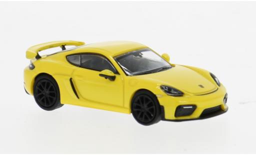 Modelauto Porsche 718 GT4 geel 1/87 Minichamps