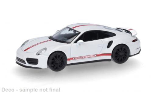 Modelauto Porsche 911 Turbo wit/rood 1/87 Herpa