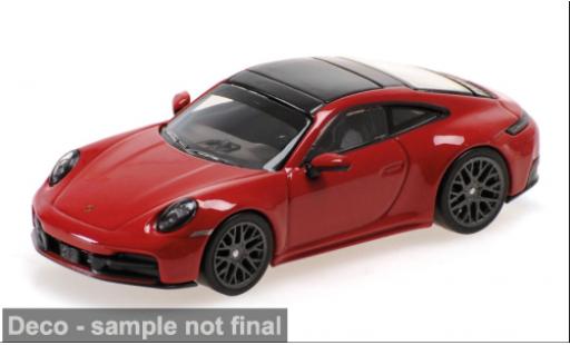 Modelauto Porsche 911 Carrera (992.2) rood/zwart 2025 1/64 Minichamps