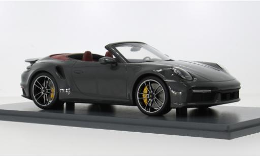 Modelauto Porsche 911 Turbo s Cabriolet grijs 2022 1/18 Schuco