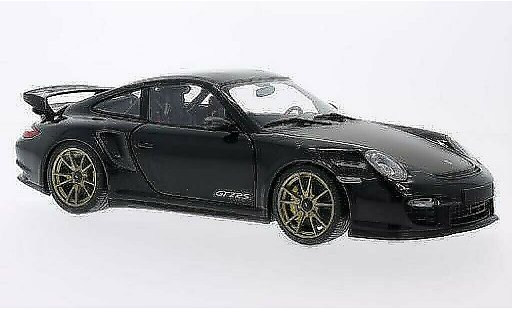 Porsche 911 GT2 1/18 Minichamps zwart met goldenen Felgen 2011 modelauto