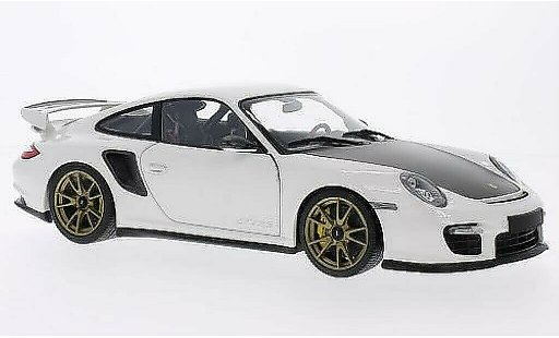 Porsche 911 GT2 1/18 Minichamps wit met goldenen Felgen 2011 modelauto