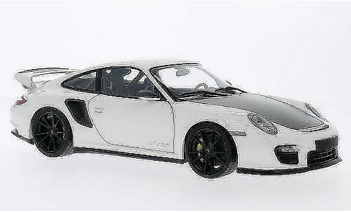 Porsche 911 GT2 1/18 Minichamps wit met zwarten Felgen 2011 modelauto