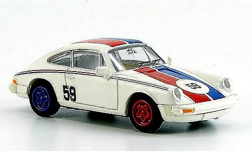 Porsche 911 Base 1/87 Brekina No.59 wit blauw-roode strepen modelauto