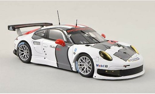 Porsche 911 R 1/43 Spark wit/rood/grijs Testfahrzeug 2013 modelauto