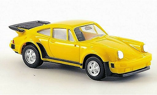 Porsche 911 Turbo 1/87 Herpa geel modelauto
