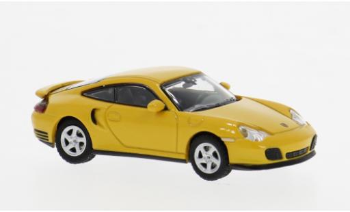 Modelauto Porsche 911 Turbo geel 1/87 Minichamps