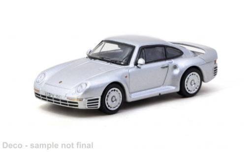 Modelauto Porsche 959 Base grijs 1989 1/64 Tarmac Works