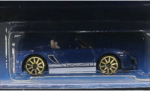 Porsche 718 Spyder 1/64 Hot Wheels metallic blauw modelauto