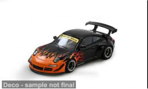 Modelauto Porsche 911 RWB zwart/oranje 1/64 INNO64
