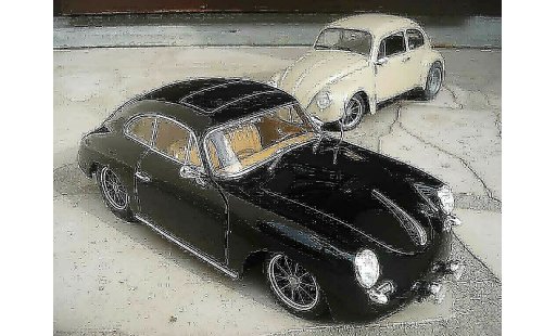 Porsche 356 1961 1/18 Ricko B zwart old-school jantes brm modelauto
