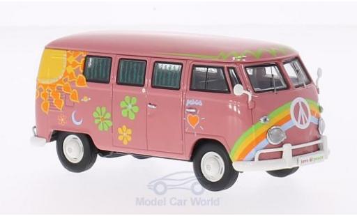 Modelauto Volkswagen T1 B Bus roze Flower Power 1/43 Premium ClassiXXs