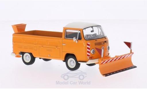 Modelauto Volkswagen T2 A laadbak oranje/wit Winterdienst met R&Atilde;&curren;umschild en Salzstreuer 1/43 Premium ClassiXXs