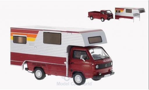 Modelauto Volkswagen T3 A laadbaknwagen rood/grijs Tischer-Camping met abnehmbaren Aufbau 1/43 Premium ClassiXXs