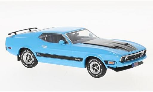 Modelauto Ford Mustang Mach 1 blauw/zwart 1973 with Spoilers 1/43 Premium X