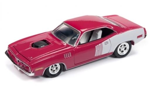 Modelauto Plymouth Barracuda 1971 roze/wit 1/64 Racing Champions