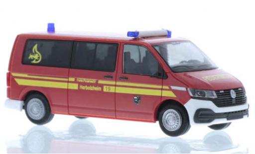 Modelauto Volkswagen T6 T6.1 .1 Brandweer Herbolzheim plus long empattement 1/87 Rietze